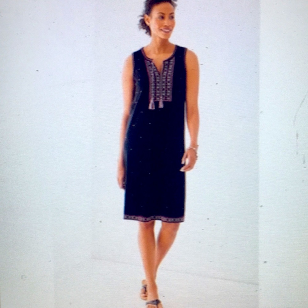 J Jill Embroidered Sleeveless Knit Dress